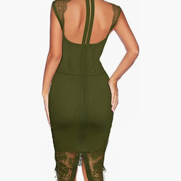 Olive green midi bandage dress - Picture 2 of 3